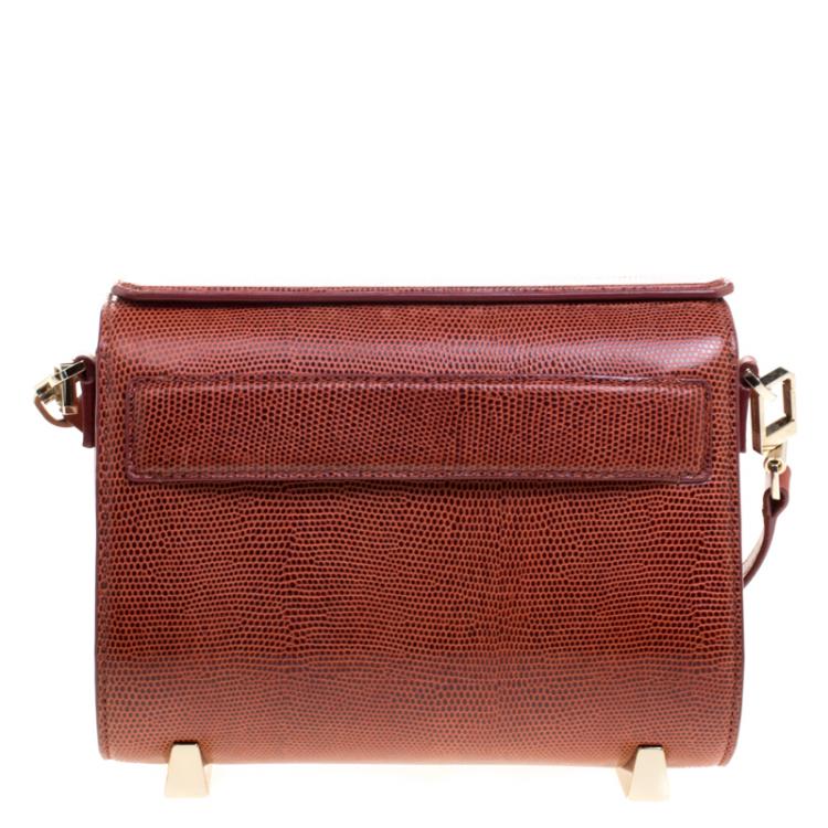 Pre Owned Alexander Wang Copper Lizard Embossed Leather Mini Chastity Sling Bag