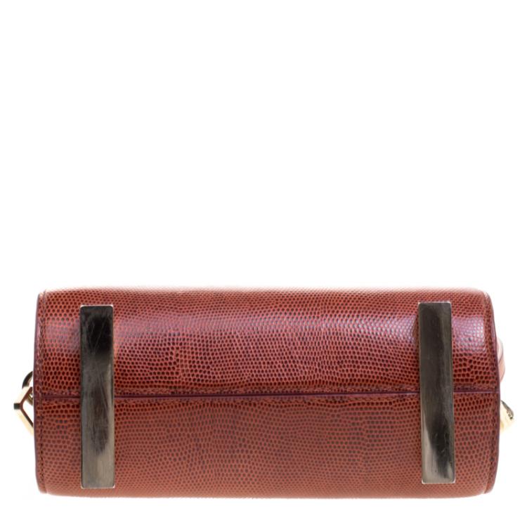 Pre Owned Alexander Wang Copper Lizard Embossed Leather Mini Chastity Sling Bag