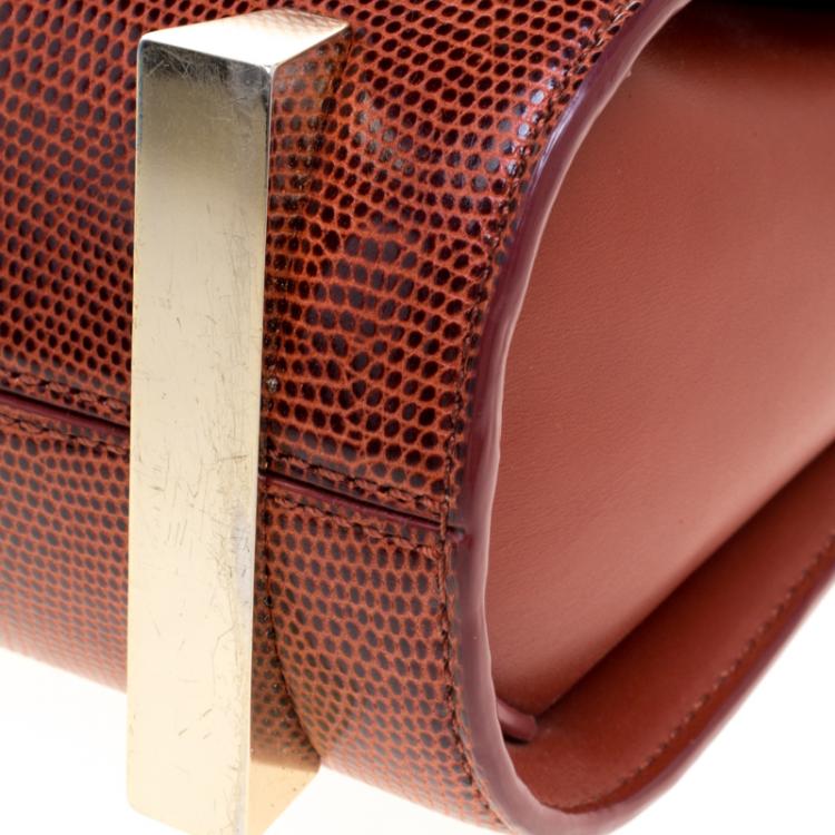 Pre Owned Alexander Wang Copper Lizard Embossed Leather Mini Chastity Sling Bag