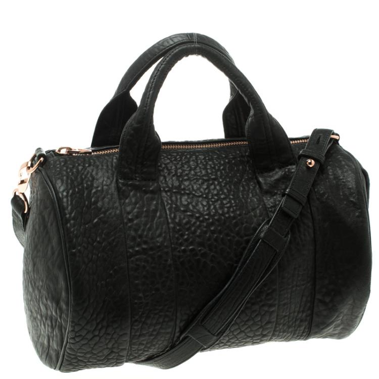 Pre Owned Alexander Wang Black Textured Leather Rocco Duffel Bag