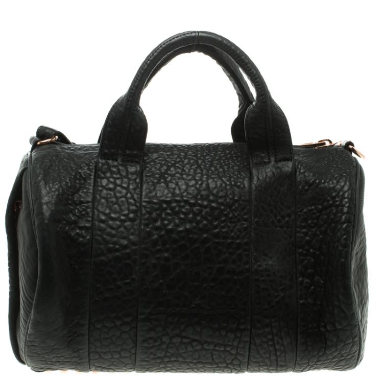 Pre Owned Alexander Wang Black Textured Leather Rocco Duffel Bag