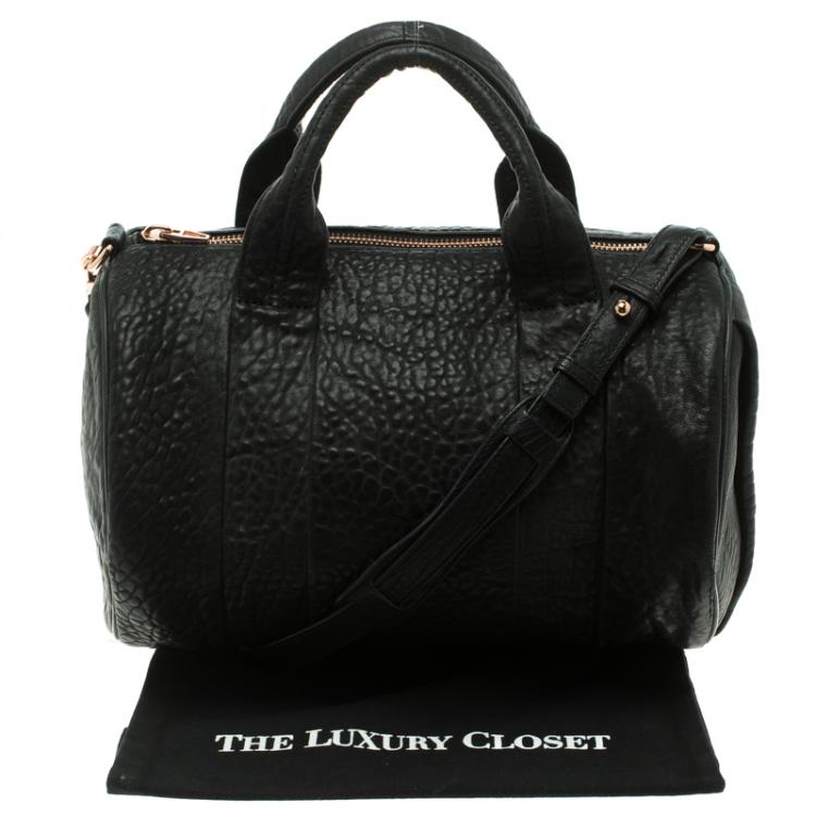 Pre Owned Alexander Wang Black Textured Leather Rocco Duffel Bag