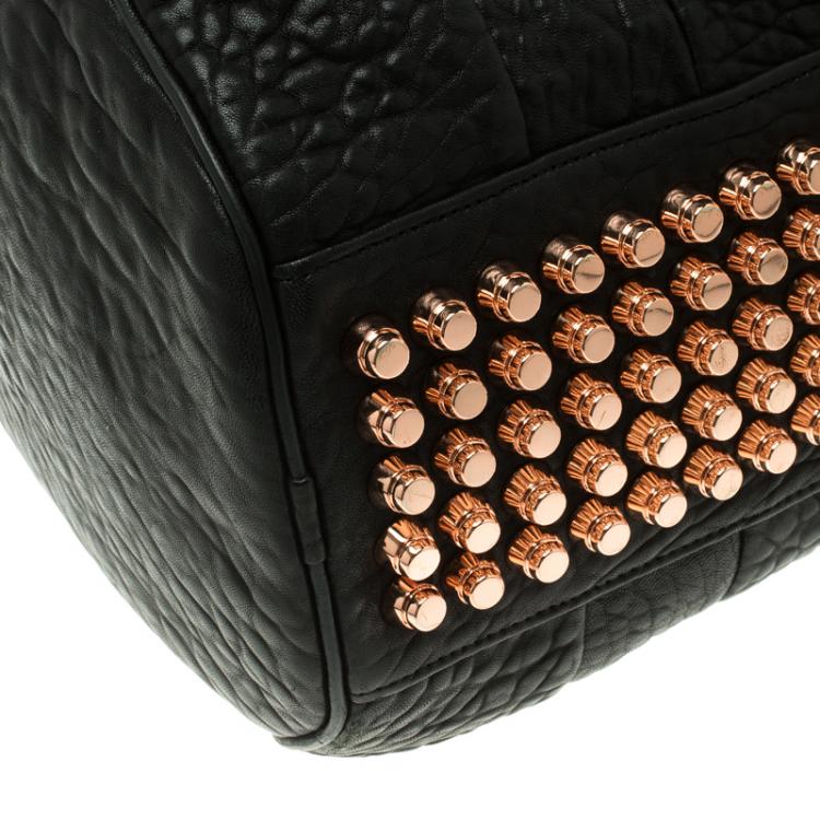 Pre Owned Alexander Wang Black Textured Leather Rocco Duffel Bag