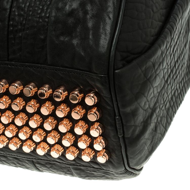 Pre Owned Alexander Wang Black Textured Leather Rocco Duffel Bag
