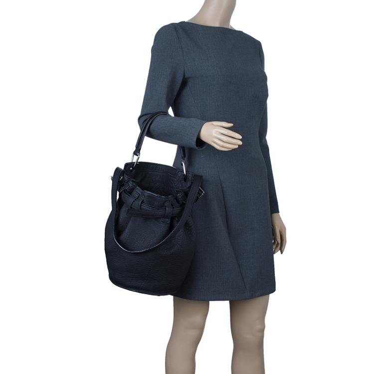 Pre Owned Alexander Wang Black Rubber Laminated Inside Out Diego Bucket Bag