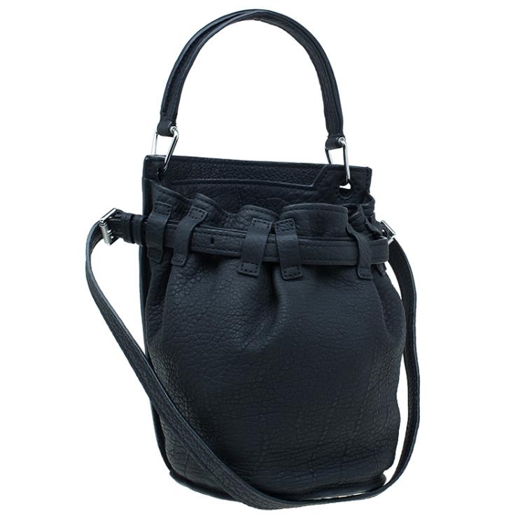 Pre Owned Alexander Wang Black Rubber Laminated Inside Out Diego Bucket Bag