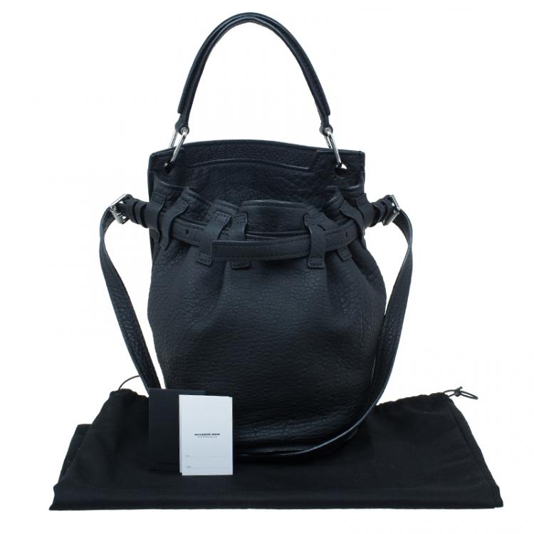 Pre Owned Alexander Wang Black Rubber Laminated Inside Out Diego Bucket Bag