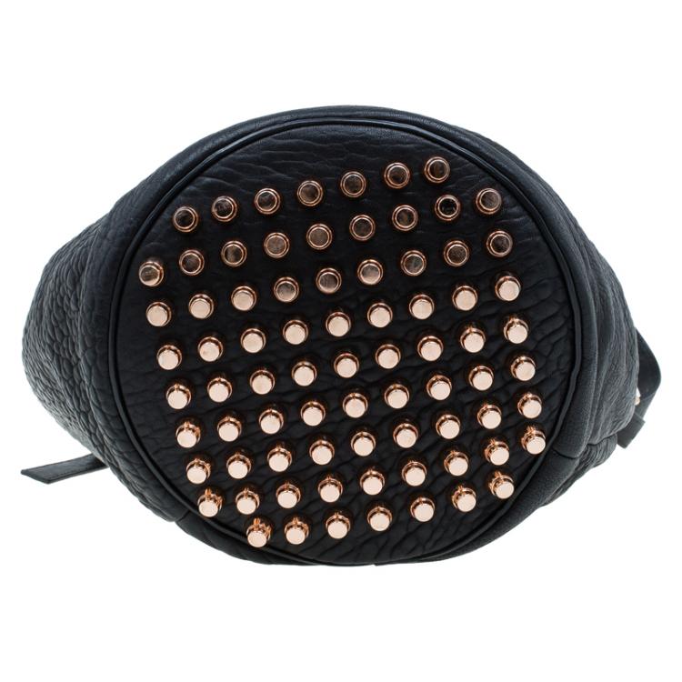 Pre Owned Alexander Wang Black Textured Leather Diego Bucket Bag