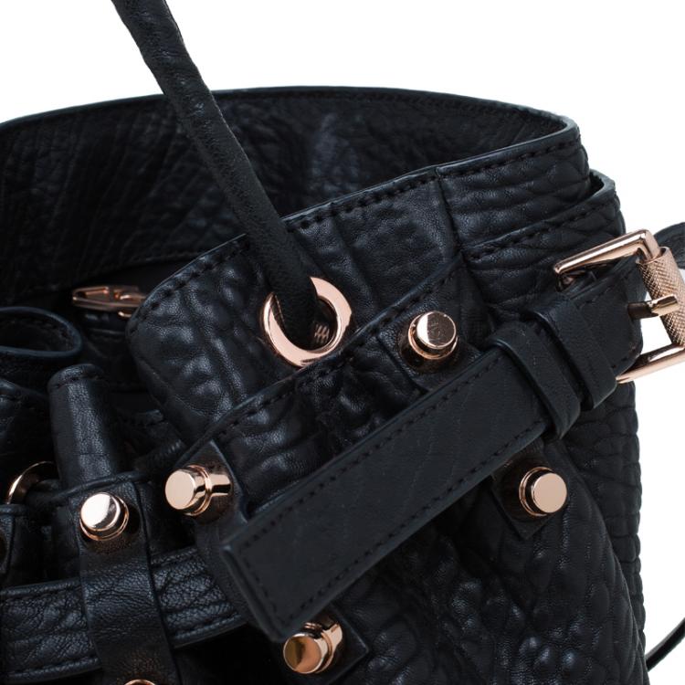 Pre Owned Alexander Wang Black Textured Leather Diego Bucket Bag