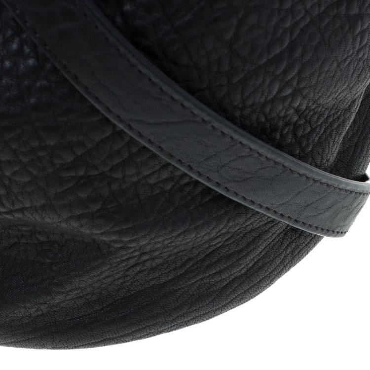 Pre Owned Alexander Wang Black Textured Leather Diego Bucket Bag