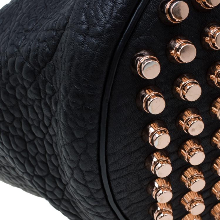 Pre Owned Alexander Wang Black Textured Leather Diego Bucket Bag