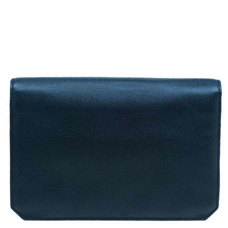 Pre Owned Alexander Wang Black Pebbled Leather Prisma Envelope Clutch