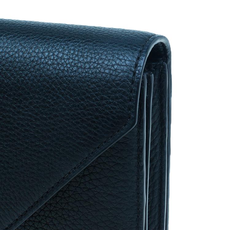 Pre Owned Alexander Wang Black Pebbled Leather Prisma Envelope Clutch