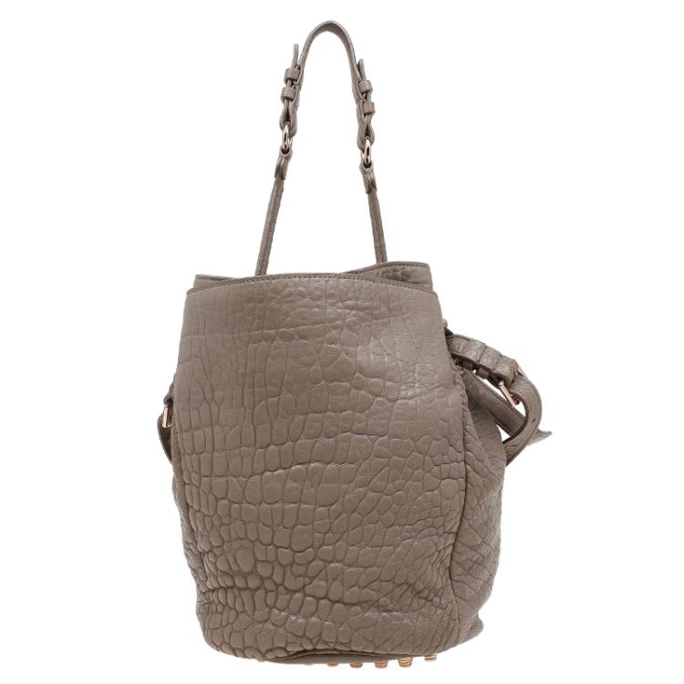 Pre Owned Alexander Wang Beige Textured Leather Diego Bucket Bag
