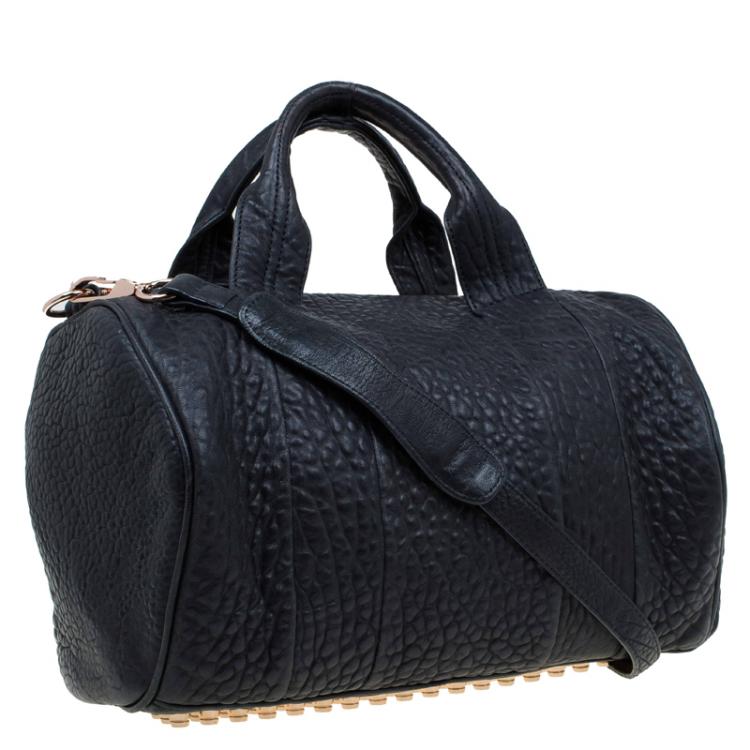 Pre Owned Alexander Wang Black Textured Leather Rocco Duffel Bag