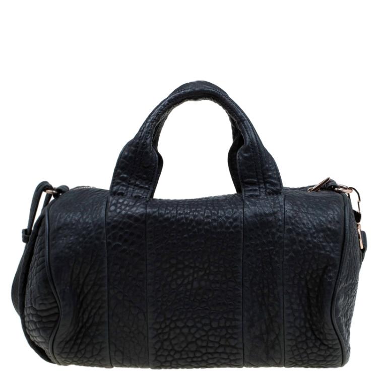 Pre Owned Alexander Wang Black Textured Leather Rocco Duffel Bag
