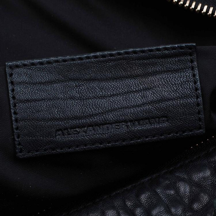 Pre Owned Alexander Wang Black Textured Leather Rocco Duffel Bag