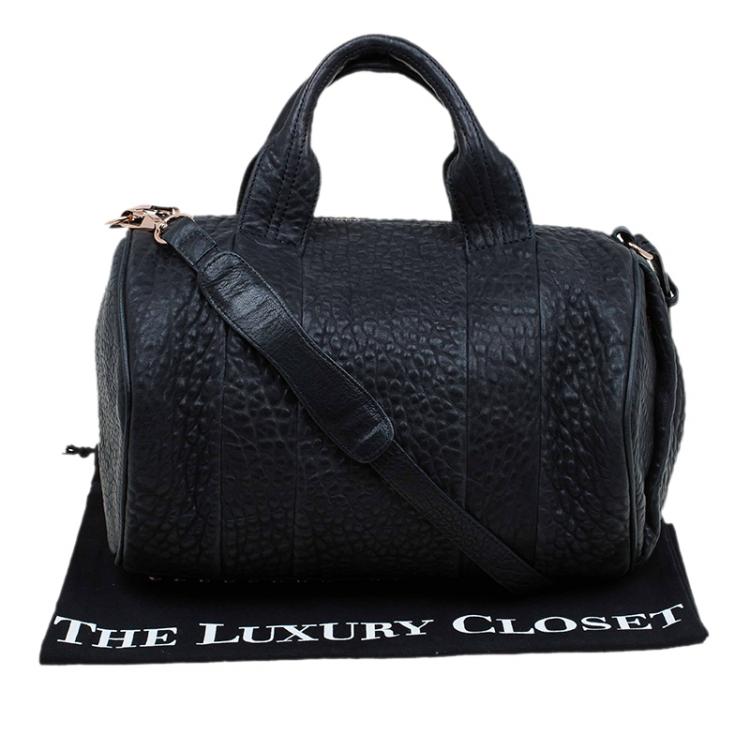 Pre Owned Alexander Wang Black Textured Leather Rocco Duffel Bag