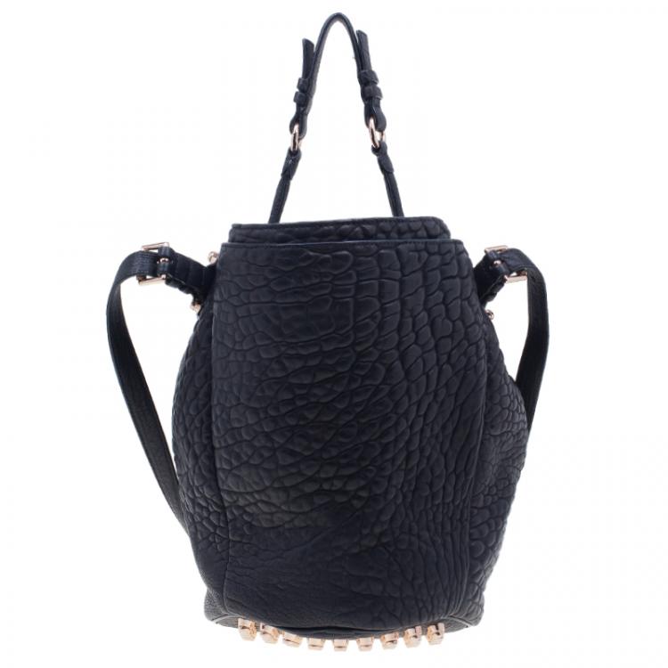 Pre Owned Alexander Wang Black Diego Textured Leather Bucket Bag