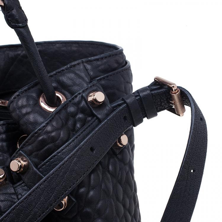Pre Owned Alexander Wang Black Diego Textured Leather Bucket Bag