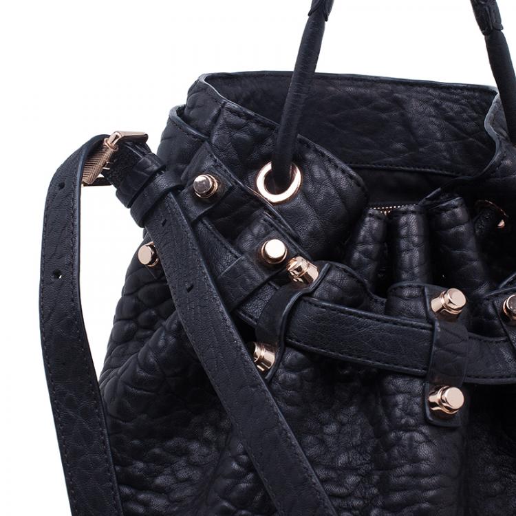 Pre Owned Alexander Wang Black Diego Textured Leather Bucket Bag