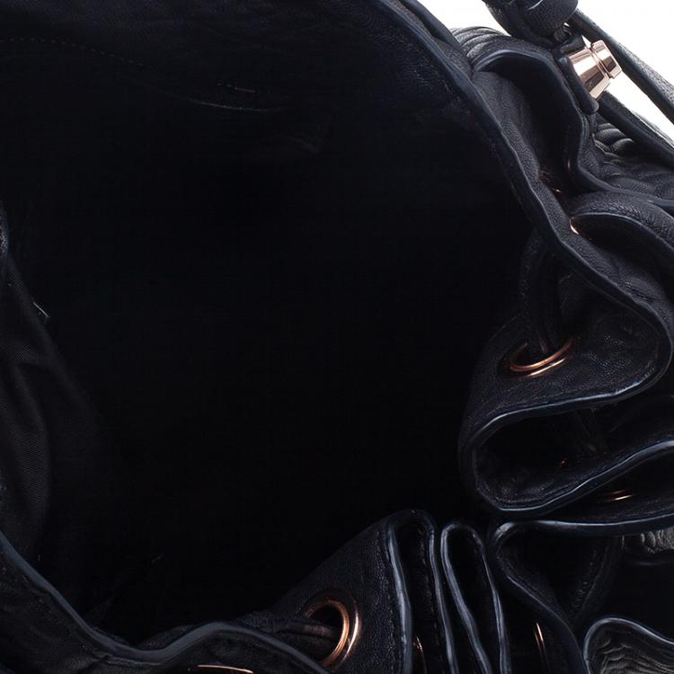 Pre Owned Alexander Wang Black Diego Textured Leather Bucket Bag