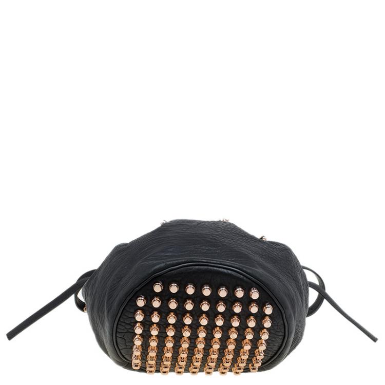 Pre Owned Alexander Wang Black Textured Leather Diego Bucket Bag