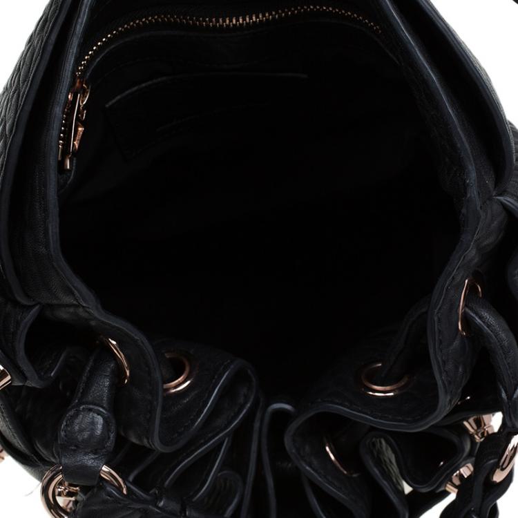 Pre Owned Alexander Wang Black Textured Leather Diego Bucket Bag
