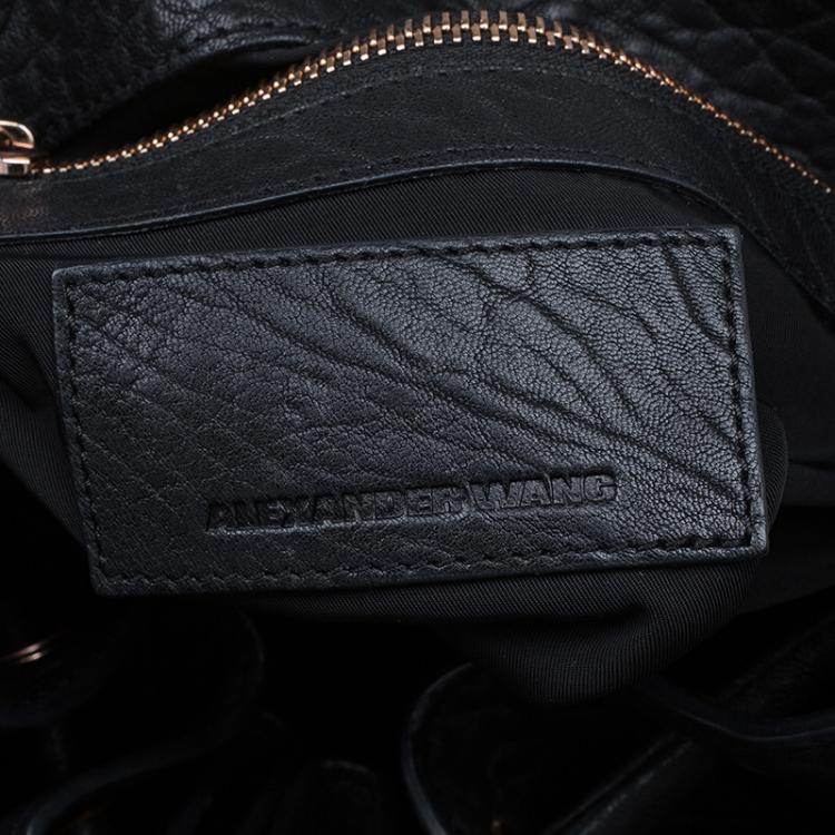 Pre Owned Alexander Wang Black Textured Leather Diego Bucket Bag