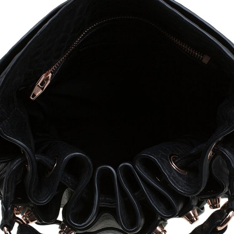 Pre Owned Alexander Wang Black Textured Leather Diego Bucket Bag