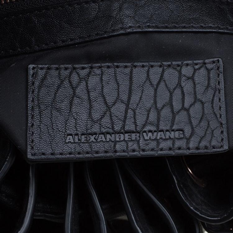 Pre Owned Alexander Wang Black Textured Leather Diego Bucket Bag