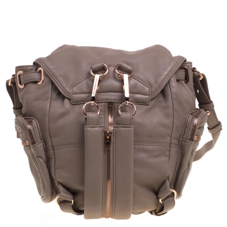 Pre Owned Alexander Wang Dark Beige Leather Mini Marti Backpack