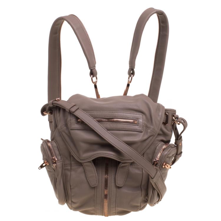 Pre Owned Alexander Wang Dark Beige Leather Mini Marti Backpack