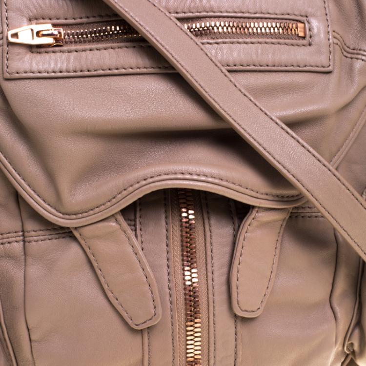 Pre Owned Alexander Wang Dark Beige Leather Mini Marti Backpack