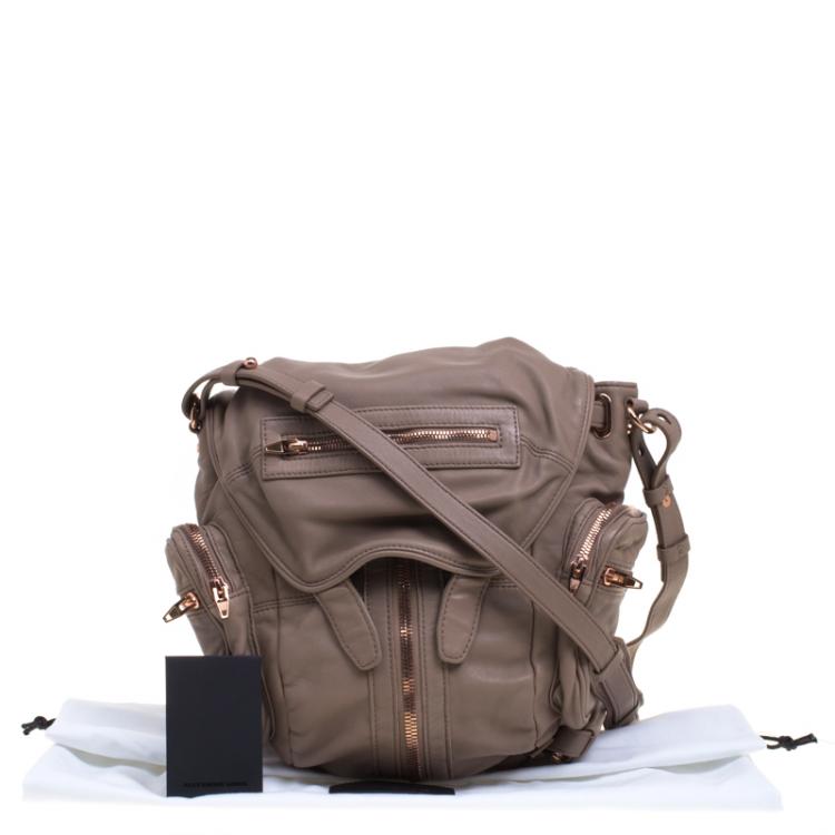 Pre Owned Alexander Wang Dark Beige Leather Mini Marti Backpack