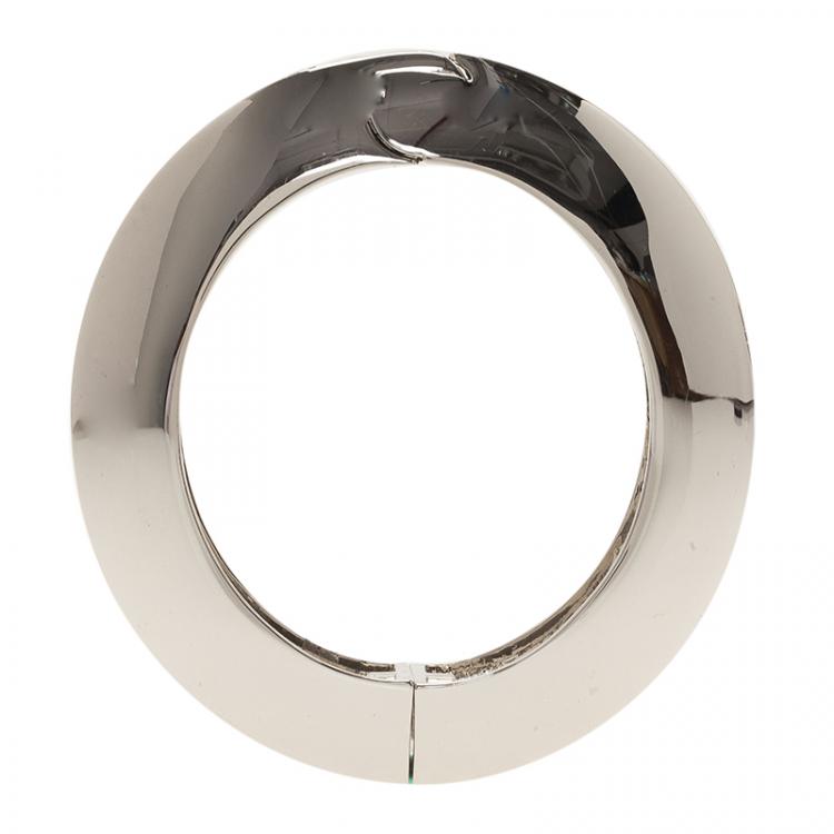 Pre Owned Alexis Bittar Crystal Silver Tone Bangle 