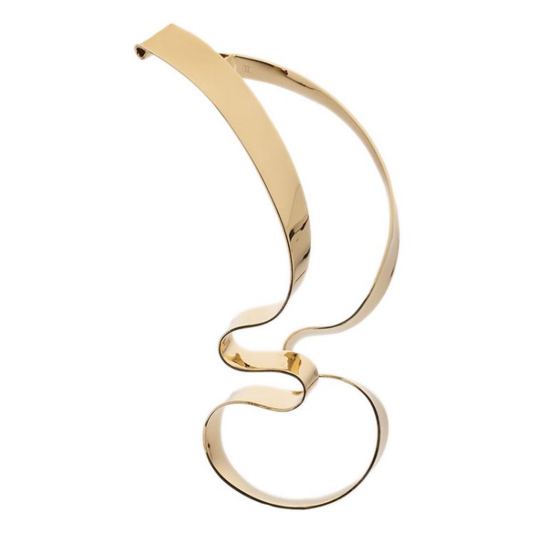 Pre Owned Alexis Bittar Large Golden Ribbon Collar Necklace