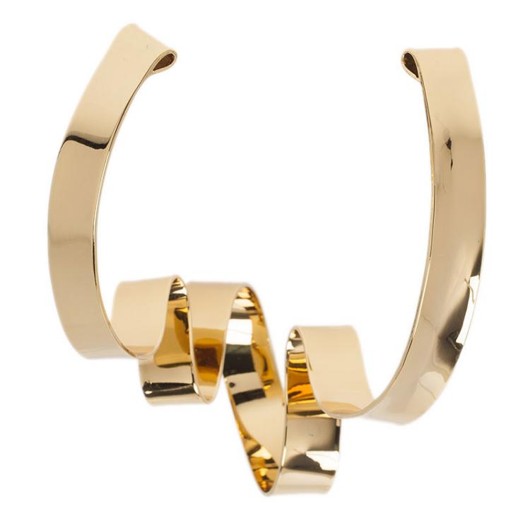 Pre Owned Alexis Bittar Large Golden Ribbon Collar Necklace