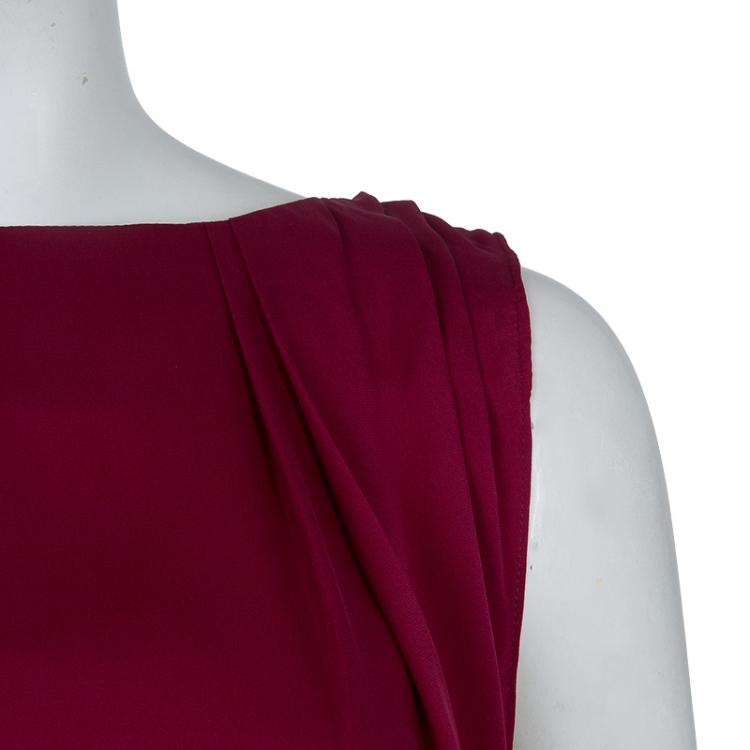 Pre Owned Alice + Olivia Burgundy Silk Pleated Sleeveless Top XS
