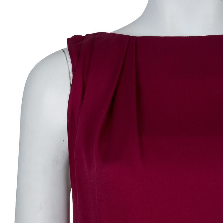 Pre Owned Alice + Olivia Burgundy Silk Pleated Sleeveless Top XS