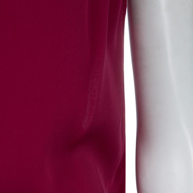Pre Owned Alice + Olivia Burgundy Silk Pleated Sleeveless Top XS