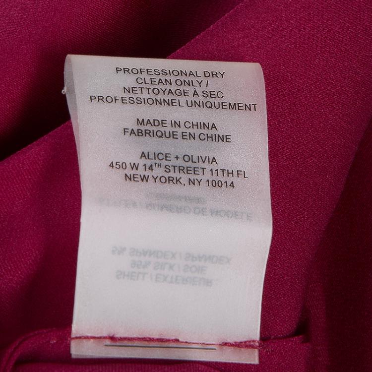 Pre Owned Alice + Olivia Burgundy Silk Pleated Sleeveless Top XS