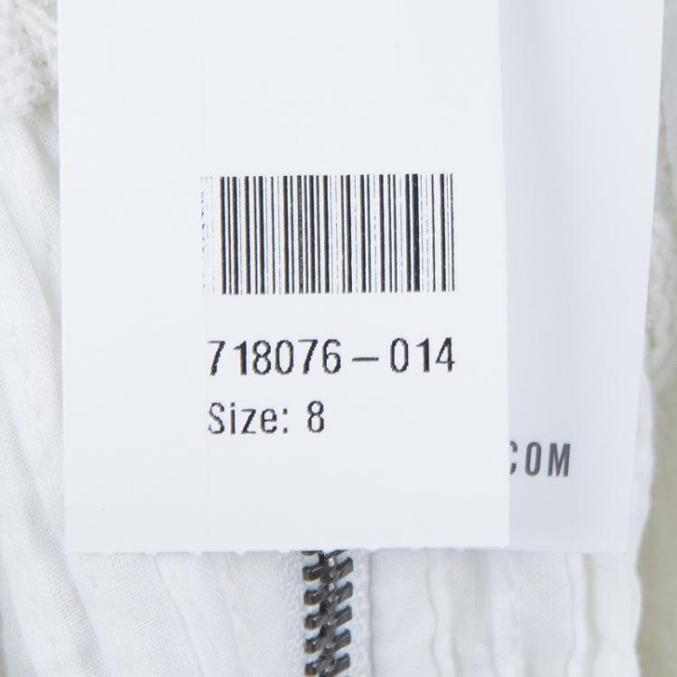 Pre Owned Alice + Olivia Myrtle White Lace Insert Pintucked Sleevless Cotton Dress M