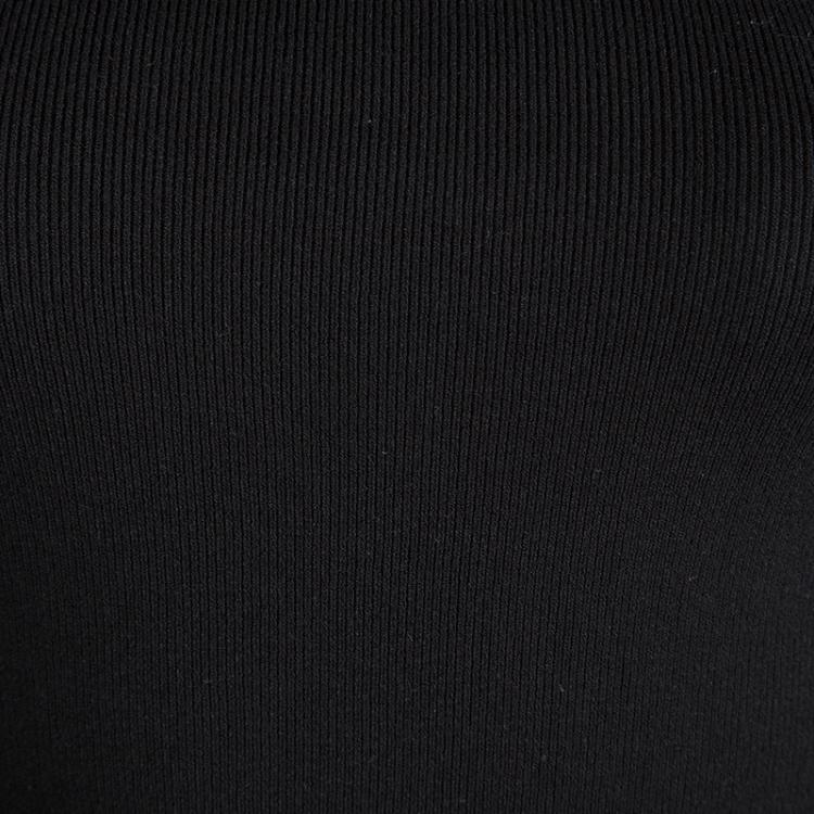 Pre Owned Alice + Olivia Black Rib Knit Off-Shoulder Sleeveless Cropped Top XS