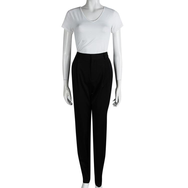 Pre Owned Alice + Olivia Black High Waist Pleat Detail Trousers M