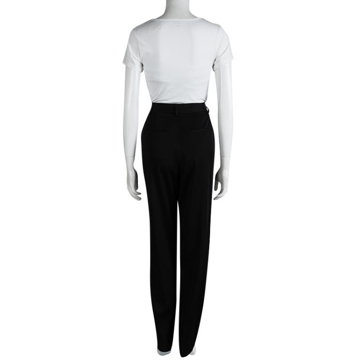 Pre Owned Alice + Olivia Black High Waist Pleat Detail Trousers M