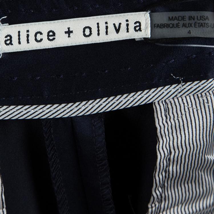 Pre Owned Alice + Olivia Navy Blue High Waist Wide Leg Trousers S