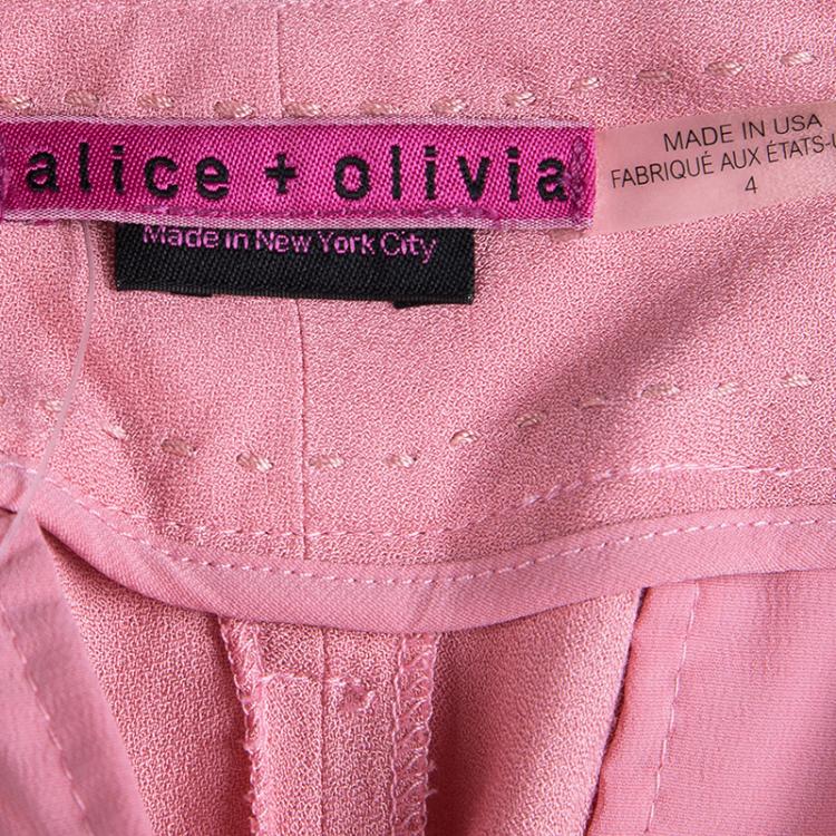 Pre Owned Alice + Olivia Pastel Pink Pleat Detail Arthur Pants S