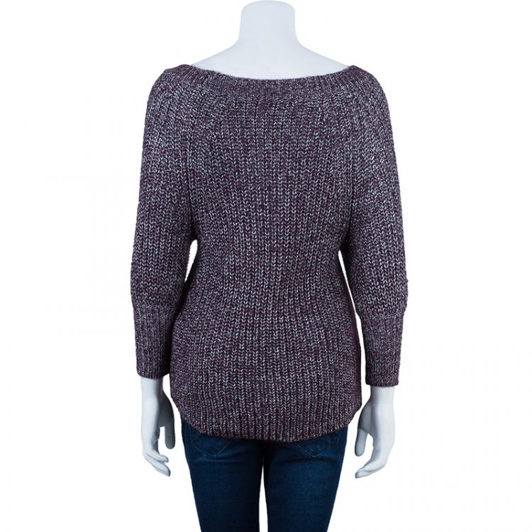 Pre Owned Alice + Olivia Plum Metallic Knit Top M
