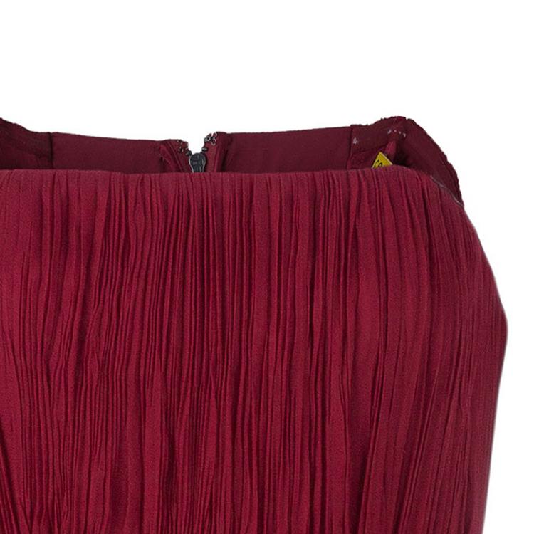 Pre Owned Alice + Olivia Kahlo Red Organza Ruffle Dress M